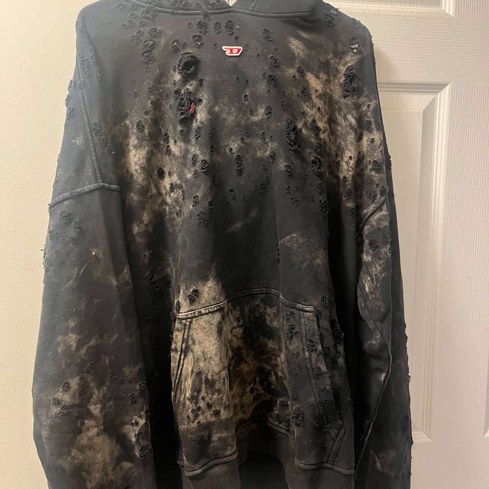 DIESEL Distressed Black and Tan Sweater